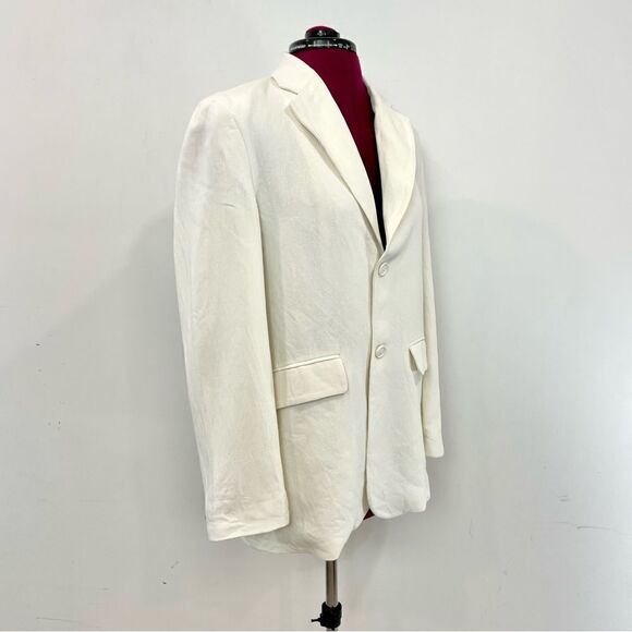 ZARA White 100% cotton Jacket lose fit Two Button Blazer - Picture 2 of 11